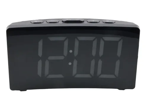 Black Alarm Clock With White Digital Display
