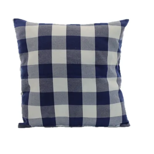 Navy Blue & White Checked Gingham Throw Pillow