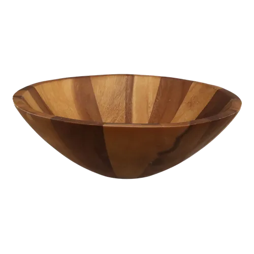 Striped Acacia Wood Serving Bowl