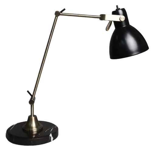 Black & Copper Desk Lamp With Black Marble Base
