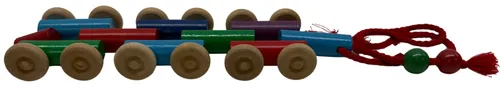 Painted Wood Cylinder Shape Pull Along Toy