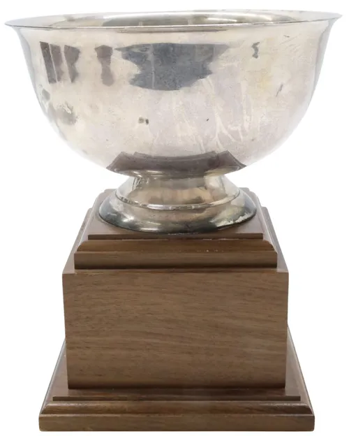 Silver Trophy Cup On Wood Base