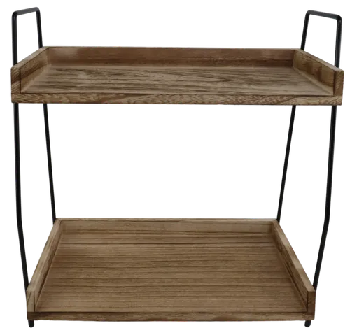 2 Tier Wood & Wire Tabletop Display Shelf