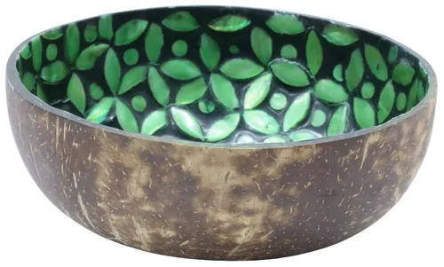 Coconut Bowl With Green Mother Of Pearl Inlay