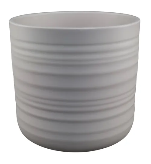 White Ribbed Ceramic Plant Pot