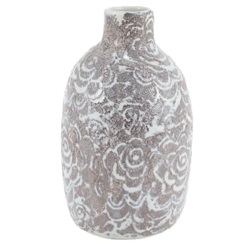Grey Rose Motif Ceramic Vase - Small