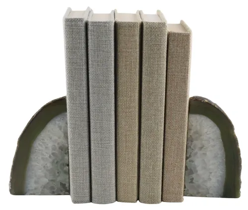 Green Agate Geode Bookend Set