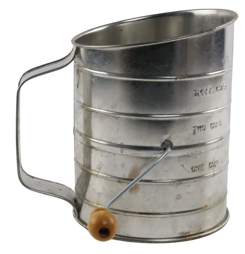Lined Metal Flour Sifter With Crank