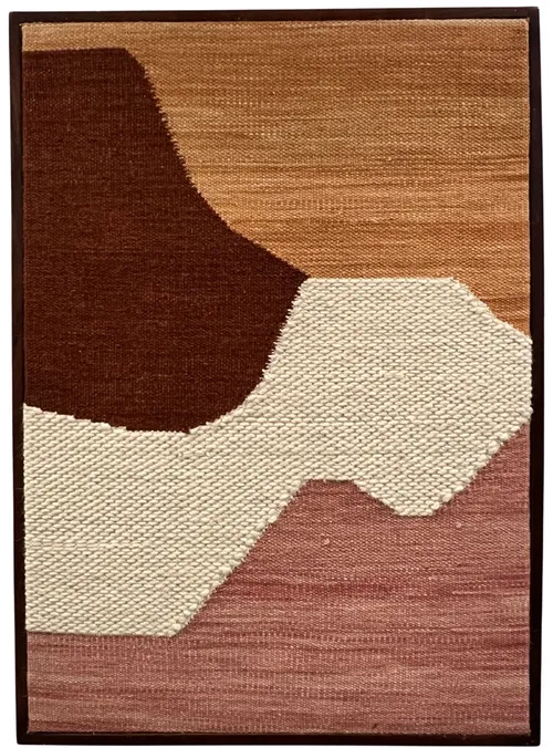 Blush & Orange Textile In Wood Frame