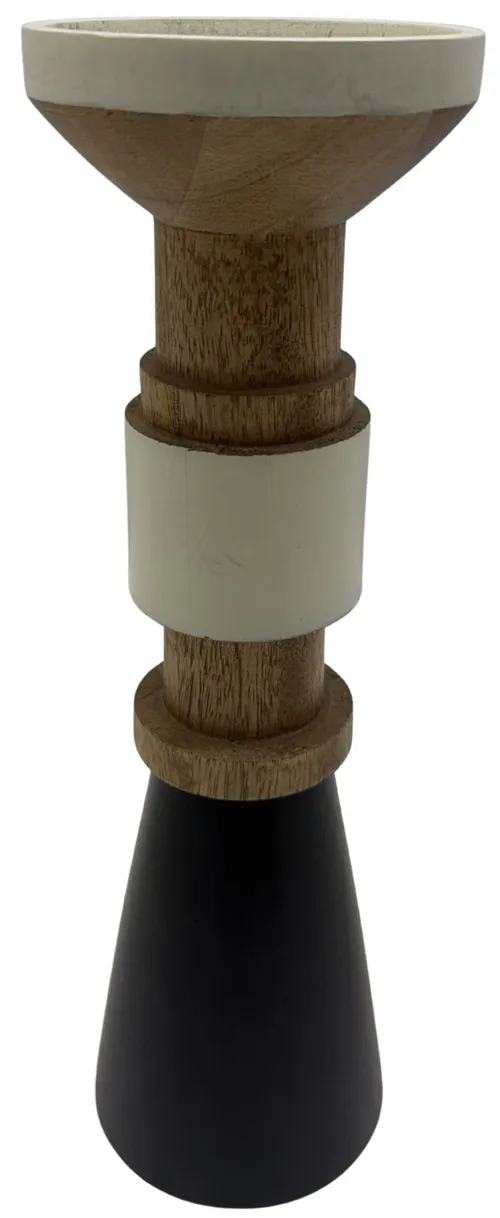 Black & White & Wood Candle Holder