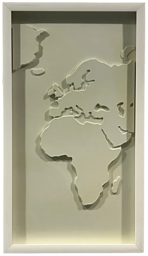 White World Map II In White Frame