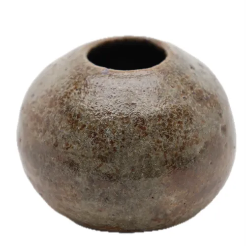 Fat Sand Dollar Beach Rock Tone Ceramic Vase
