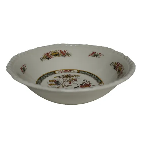 White Ceramic Bowl With Bamboo Floral Print