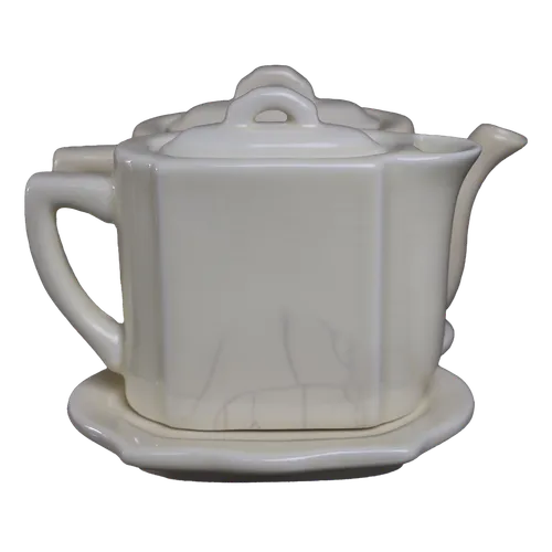 3 Piece Porcelain White Teapot Set & Tray