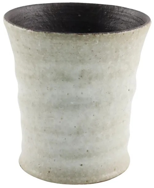Beige Ceramic Pottery Pen Cup