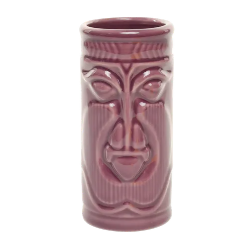 Purple Ceramic Tiki Glass With Placid Face