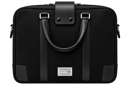 Black Woven Fabric Briefcase / Laptop Bag