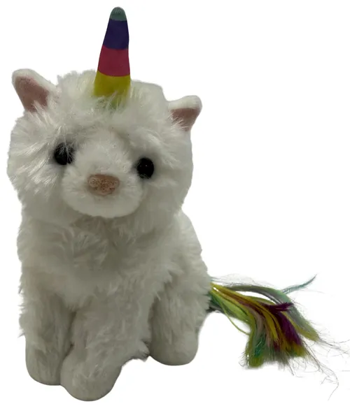 White & Rainbow Stuffed Unicorn Cat Plush