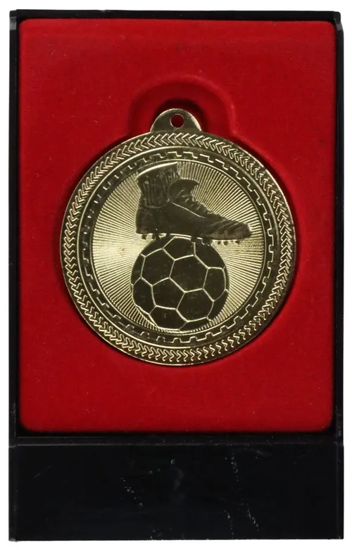 Gold Soccer Medal Award In Display Box