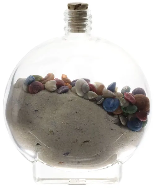 Beach Sand & Shells In A Glass Clear Bottle