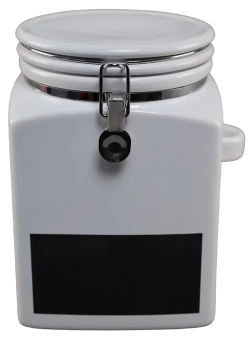 White Ceramic Canister With Chalkboard Label