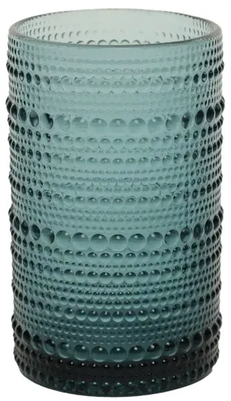 Blue Drinking Glass With Pebbled Relief High Ball