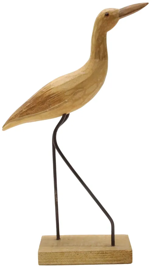 Wood Carved Shorebird With Metal Legs 