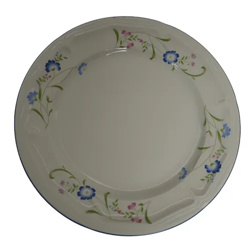 White With Blue Flowers Dinner Plate