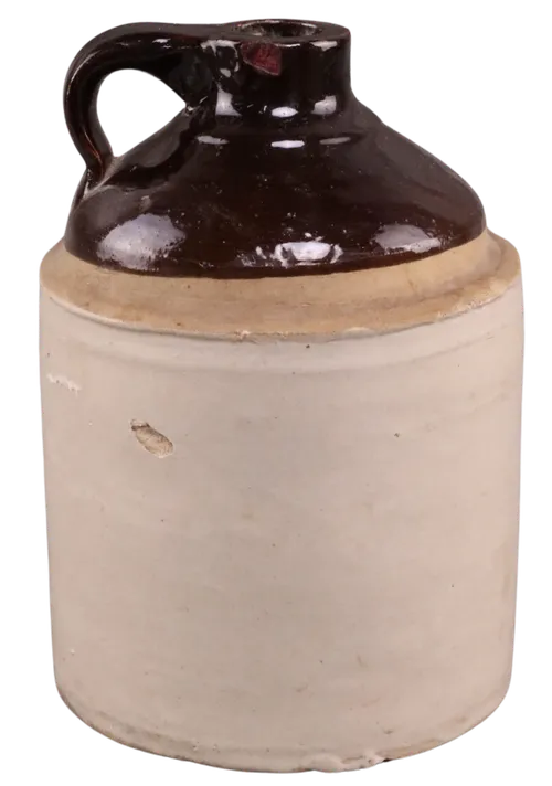 Antique Brown Glazed & Natural Stoneware Crock Jug