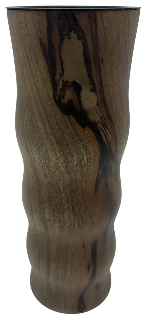 Wavy Wood Pillar Candle Holder