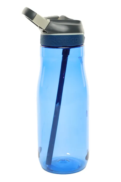 Dark Cerulean Blue Clear Plastic Water Bottle