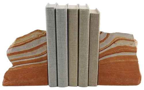 Natural Stone With Banded Agate Bookend Set 