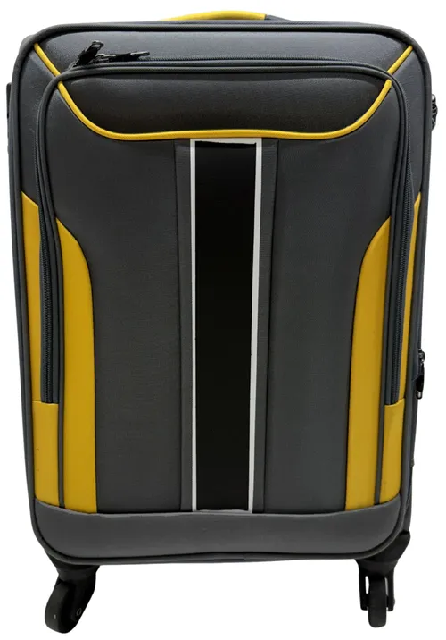 Grey & Yellow Soft Carry On Rolling Suitcase