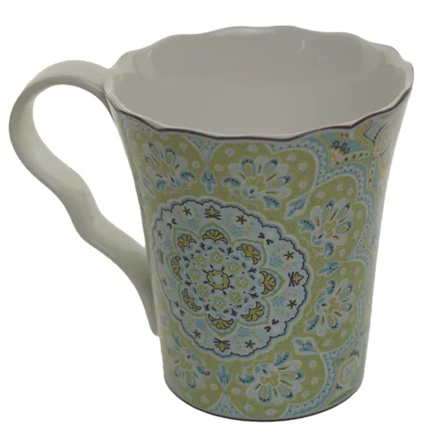 Asparagus Green & Stormcloud Blue Floral Pattern Mug