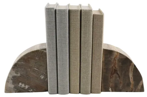 Brown Marble Bookend Set