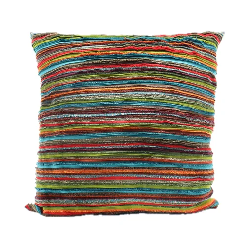 Multicolour Silk Stripe Throw Pillow