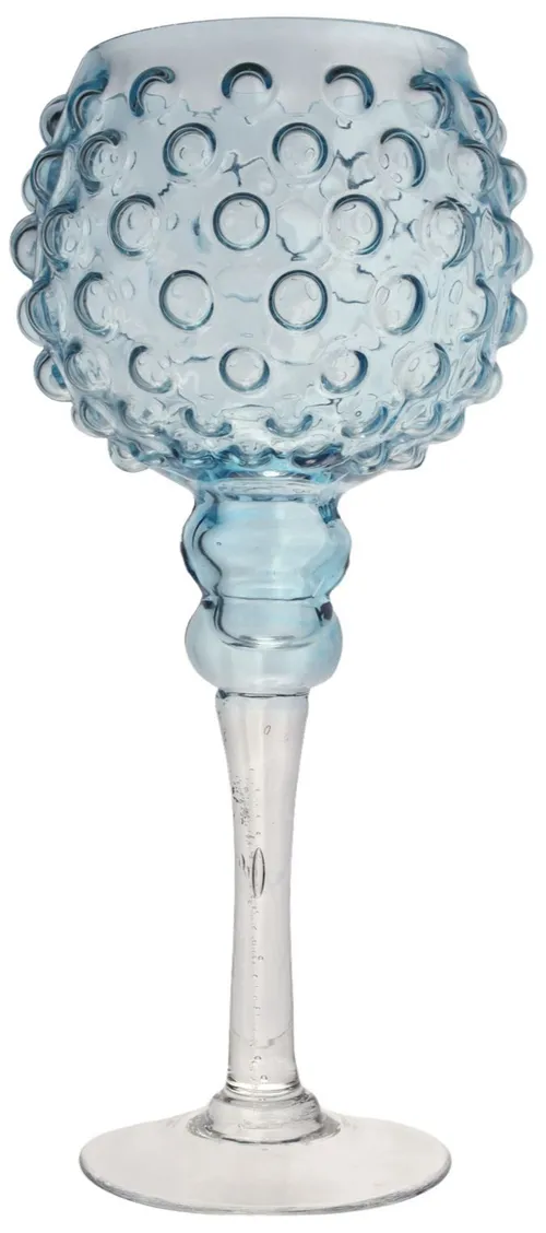 Blue Bubble Glass Stem Votive Holder 