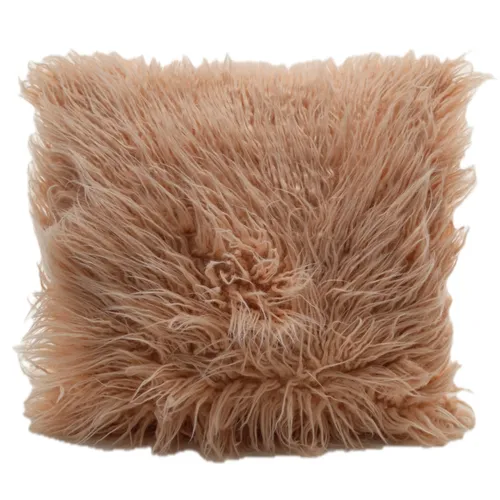 Long Hair Pink Candy Floss With Pale Solid Pink Back Throw Pillow