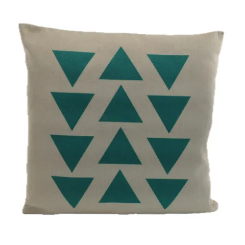 Beige With Green Triangles Throw Pillow