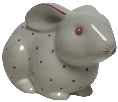 White & Pink Polka Dot Ceramic Rabbit Bank