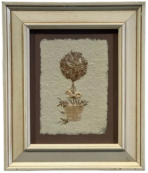 Pressed Flower Topiary II In White Frame