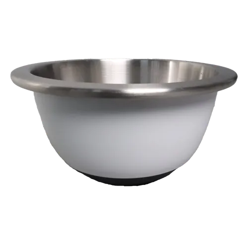 Stainless Steel Mixing Bowl With White Shell & Black Rubber Base - Small