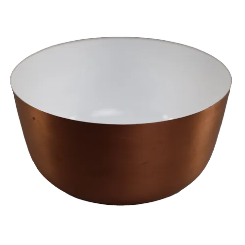 Brushed Copper With White Interior Metal Serving Bowl