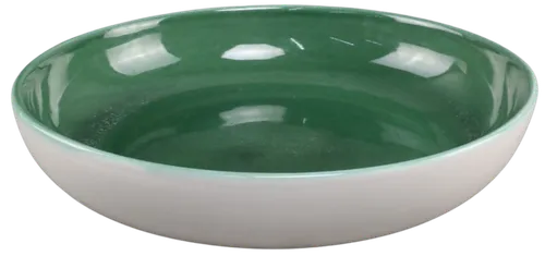 White Ceramic Serving Bowl With Green Interior