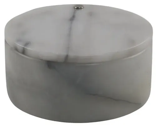 Round White Polished Marble Box With Swivel Lid