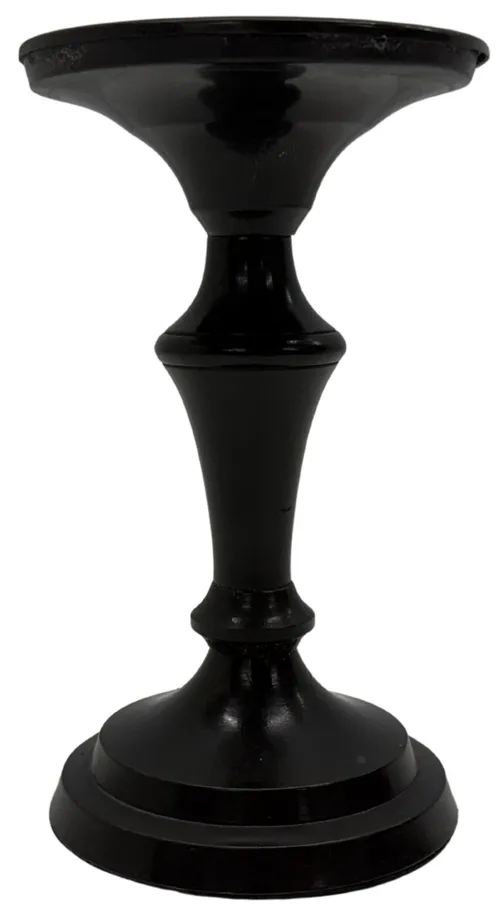 Black Metal Turned Spindle Pillar Candle Holder