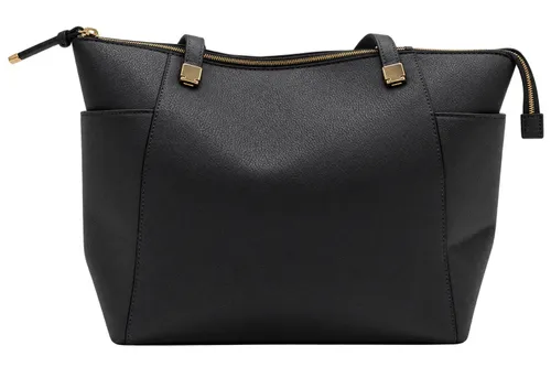 Black Large Tote Bag with Golden Accents