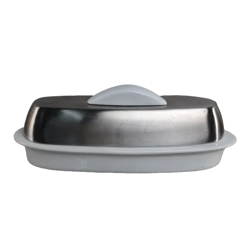 Stainless & White Butter Dish
