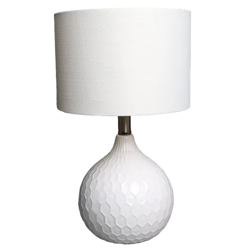 White Modern Honeycomb Table Lamp With White Shade