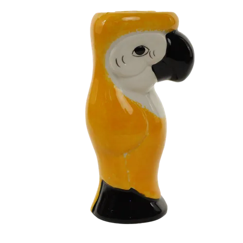 Yellow Ceramic Parrot Tiki Glass 